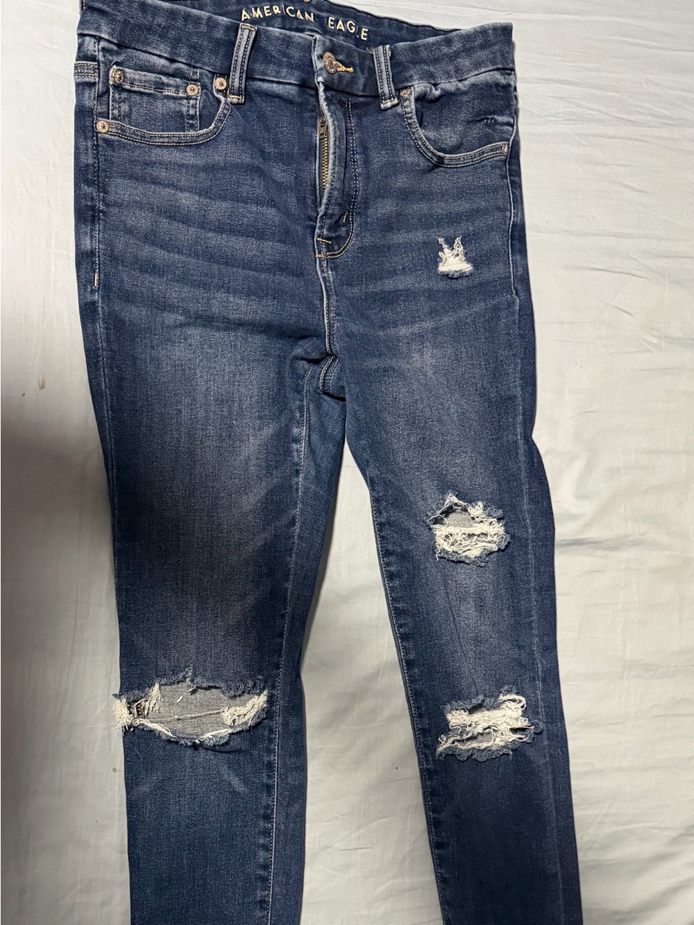 American Eagle Outfitters Navy Distressed Skinny Jeans
